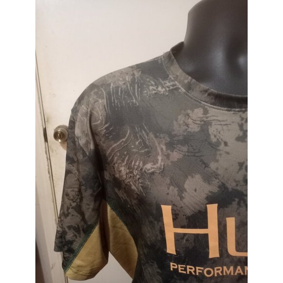 Huk Fishing T-Shirt Mens Large L Brown Camo Performance Short Sleeve UPF Stretch - Picture 5 of 13